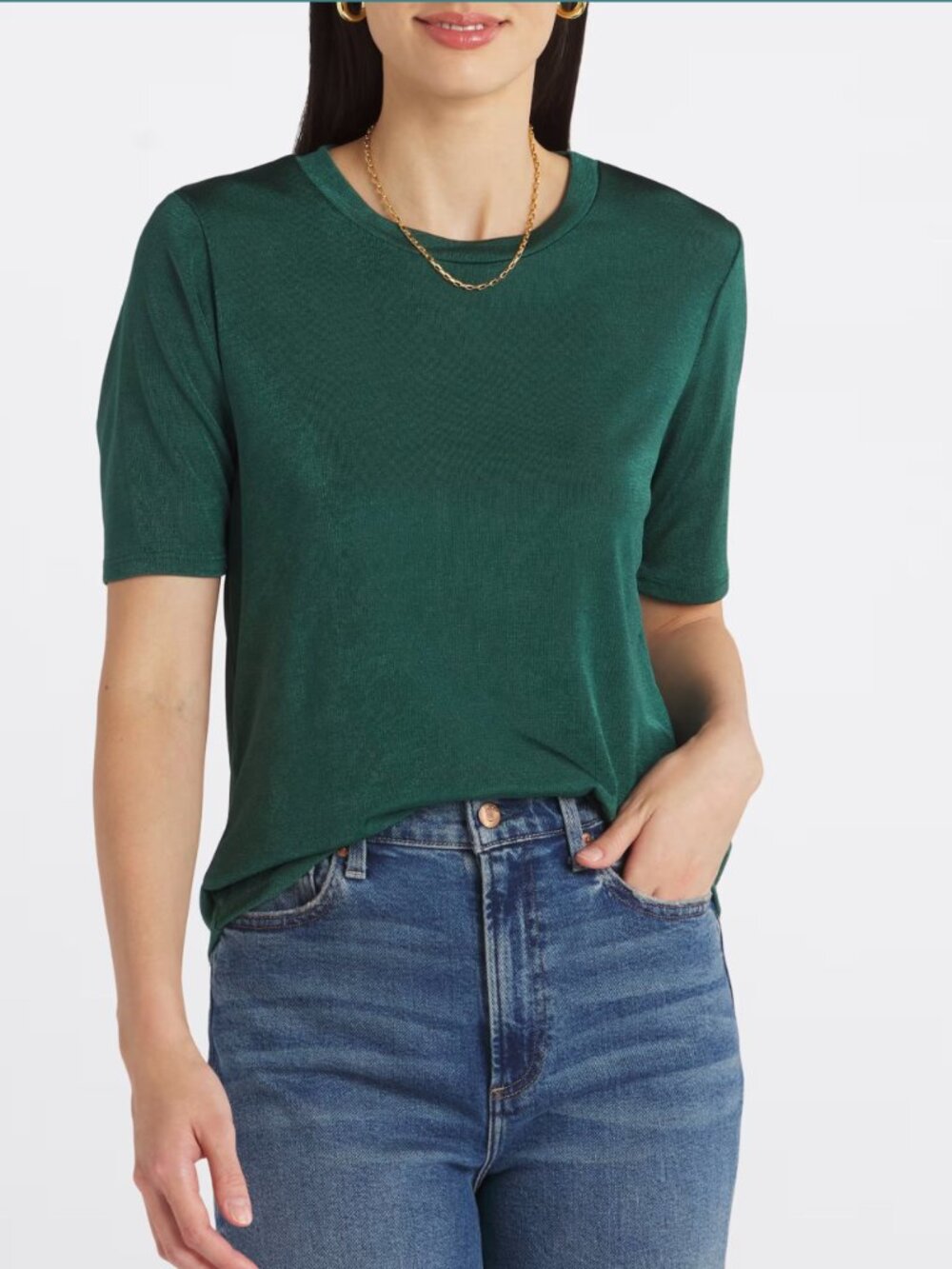 Beacon Apparel Teal Green Shimmer Knit Top Indie Glam Party Medium